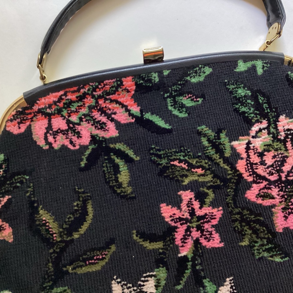 Vintage 1960's Tapestry Floral Handbag Needlepoint - Picture 5 of 10